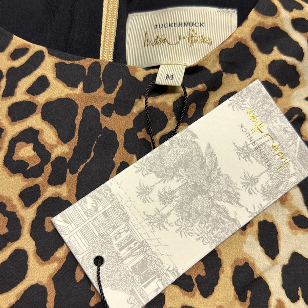 Tuckernuck x India Hicks NEW Leopard Domino Long Sleeve Party Mini Dress Size M - Picture 13 of 13